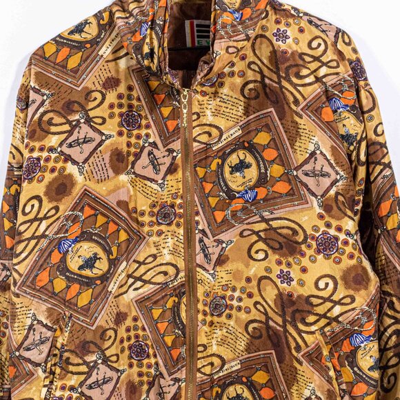 Equestrian Horse AOP Silk Bomber Jacket Medium VTG 90s Streetwear - Picture 3 of 8